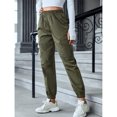 thumbnail image 2 of Joggers para mujer, puños en el tobillo, bolsillo cargo, elásticos, Color puro, cintura alta, pantalones de chándal para fiesta, deportes, oficina, 2 of 6