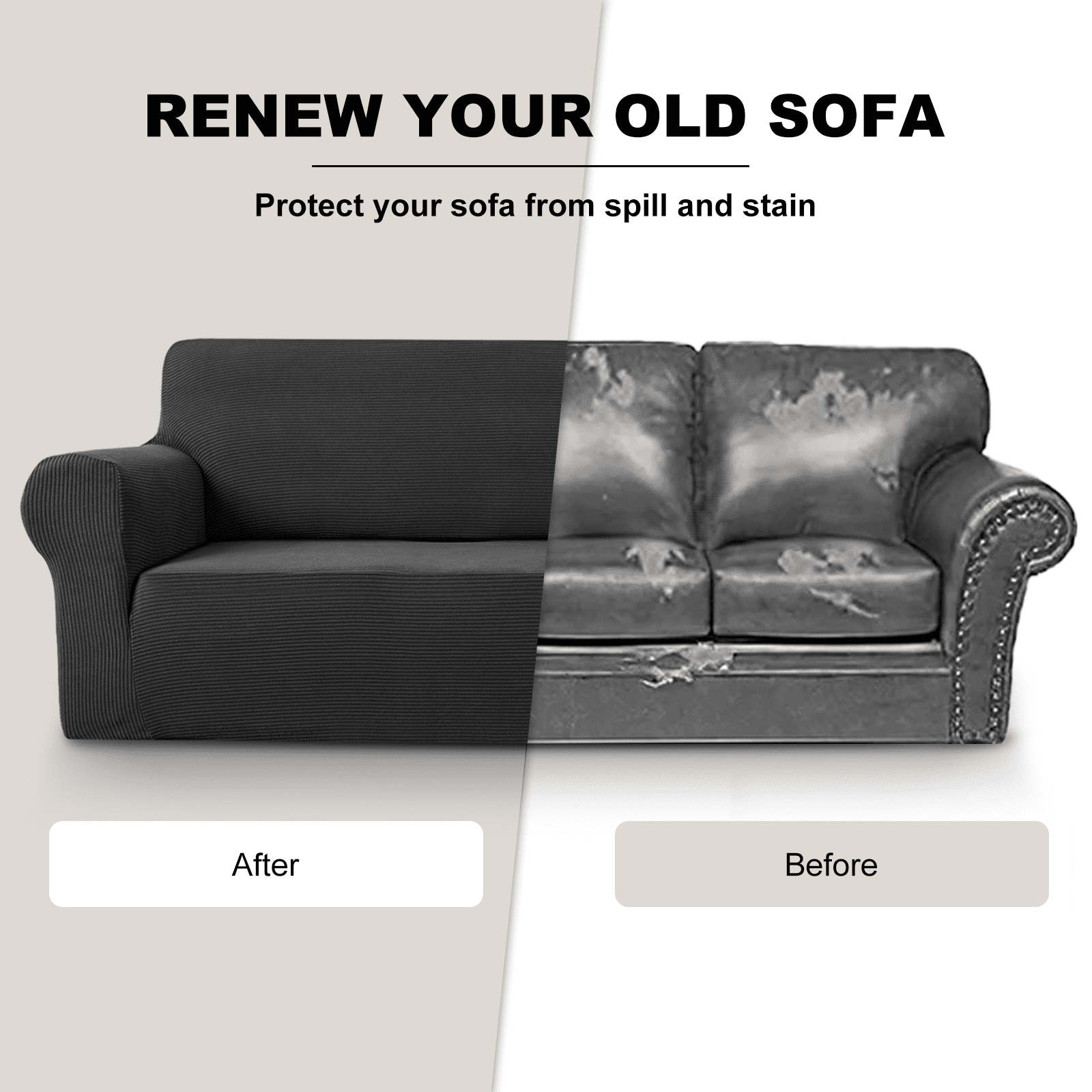 Sanmadrola Couch Covers for Dogs Sofa Covers Washable 100% Waterproof Non Slip Couch Covers Stretchable Machine Washable for Dogs Kids Pets, Black, Sofa