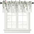 thumbnail image 2 of 4X Sage Green Curtain Valance for Watercolor Eucalyptus Leaf Rod Pocket Valance Window Treatments Plant Leaves, 2 of 8