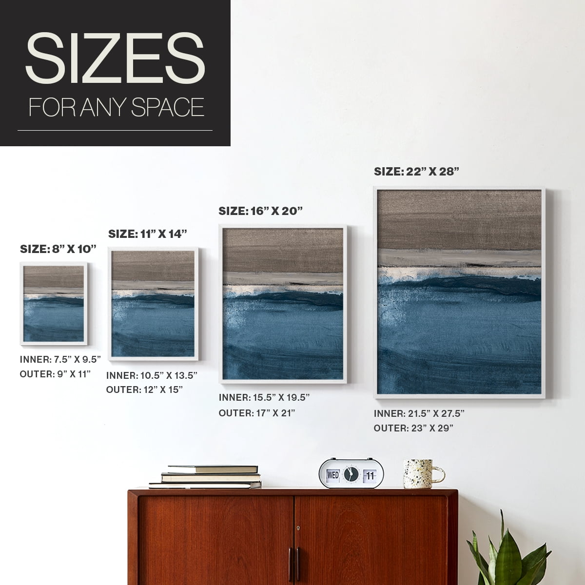 Midnight Sky I in White Solid Wood 8 x 10 Framed Print