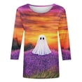 thumbnail image 5 of QATAINLAV 3/4 Length Sleeve Tops for Women Halloween Vintage Graphic Tees Casual Crew Neck Shirts Funny Gifts Purple XL, 5 of 5
