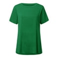 thumbnail image 2 of XXLvision Women Solid Color Round Neck Short Sleeve Tunic Pullover Tops, 2 of 4