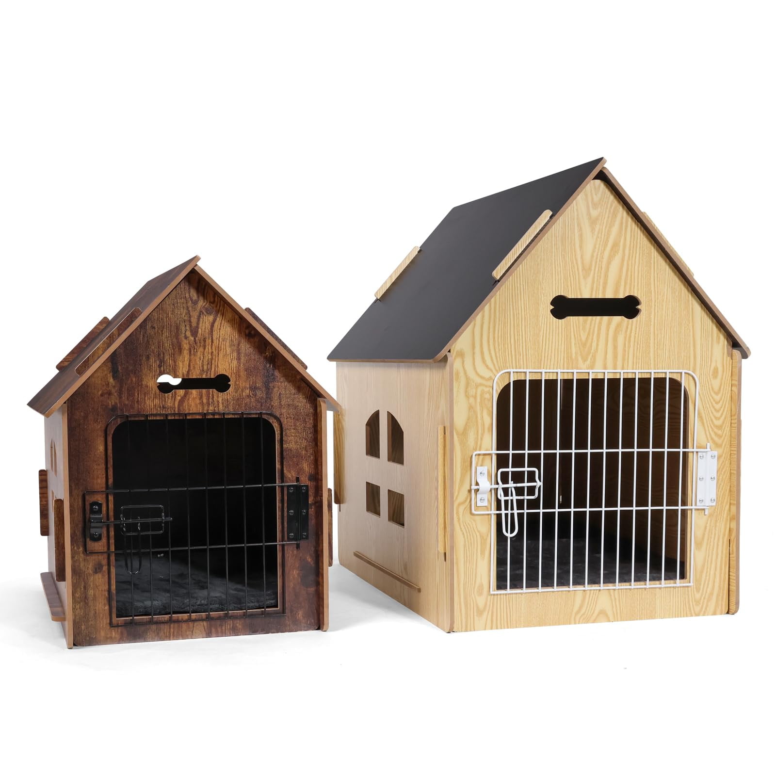 Wooden Indoor Dog House for Small Pets, Cozy Pet Bed with Air Vents, Elevated Floor Design, Warm Shelter for Puppies Cats Rabbits, Brown