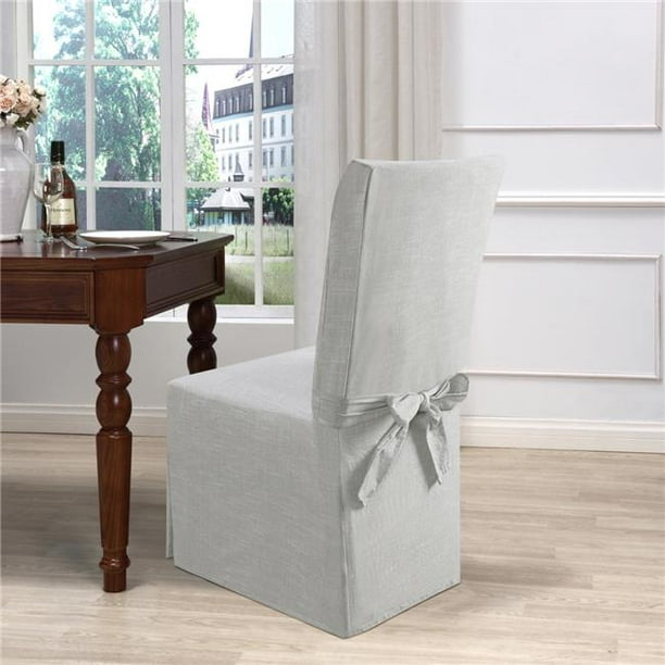 Chambray Dining Room Chair Slipcover, Grey Dining Chair Slipcovers