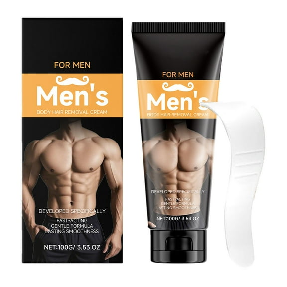 Beauos Men's Rapid Hair Removal Gel, Fast-Acting Depilatory for Chest/Back, Soothing Aloe Complex, 3 Sizes for Body Hair Management