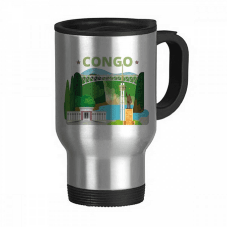 

City Statue Building Congo Travel Mug Flip Lid Stainless Steel Cup Car Tumbler Thermos