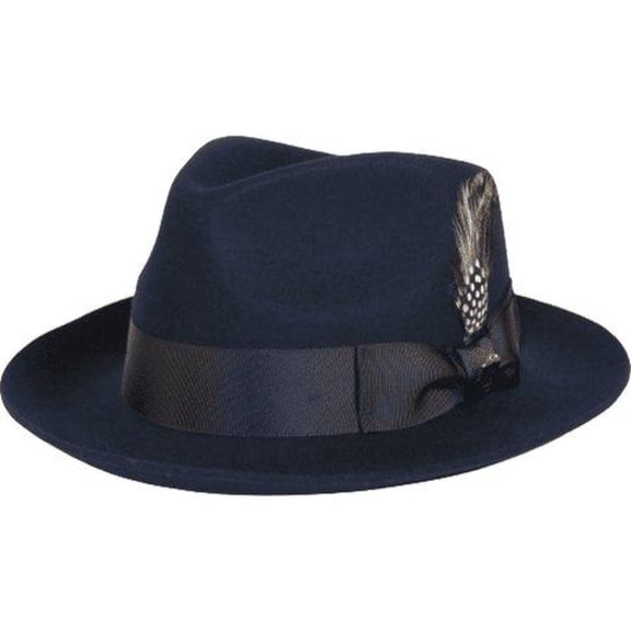 Mens Bruno Capelo Hat Australian Wool Fedora Teardrop Crown Fabio FB224 Navy