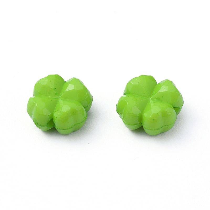 Opaque Acrylic Beads Faceted Clover Lime Green 11x11x6mm Hole: 1mm about 1100pcs/500g for DIY
