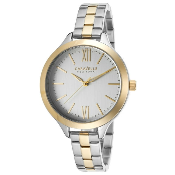 Caravelle New York 45L139 Women's Analog Display Quartz Watch, Two-Tone Stainless Steel Band, Round 37mm Case