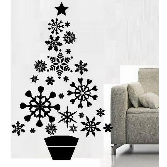 Decal ~ Christmas Decal ~ SNOWFLAKE TREE : CHRISTMAS ~ WALL DECAL, 20" x 32" LRG