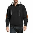 thumbnail image 2 of Handshe Men's Long Sleeve Hooded Button-Up Jacket, Casual Stylish Solid Jacquard Coat for Outdoor Streetwear, 2 of 5