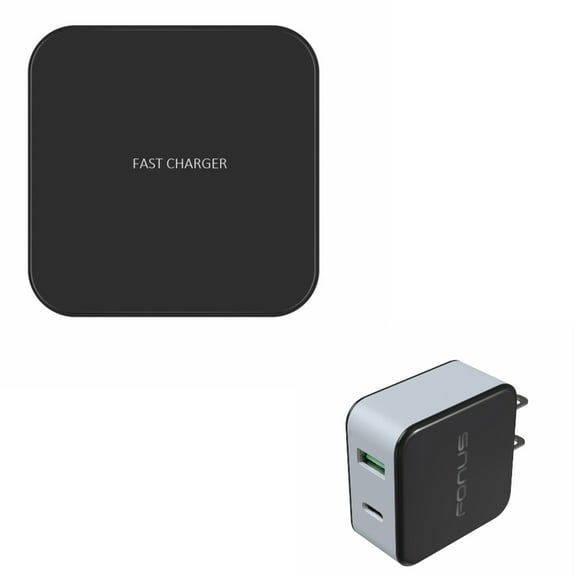 7.5W and 10W Fast Charge Wireless Charger Slim Charging Pad w 36W 2-Port USB Home Wall Charger Quick Type-C [USB-C] Port J6K for Motorola Droid Turbo, Google Nexus 6, 2 Mini MAXX - Nokia 8