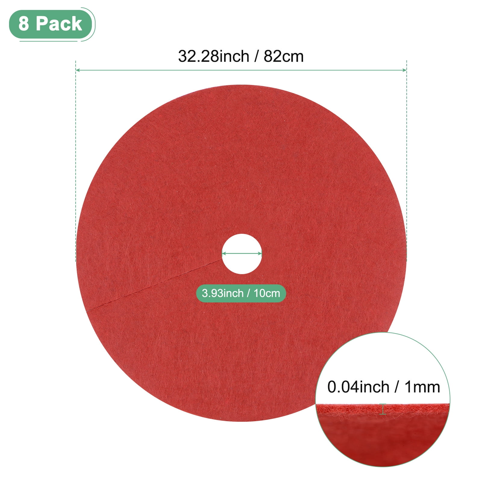 Uxcell 8 Pack Non Woven Tree Cover Rings,32.2 Inch Weed Fabric Cover,Apply To Tree Mulch Ring(Round Red)