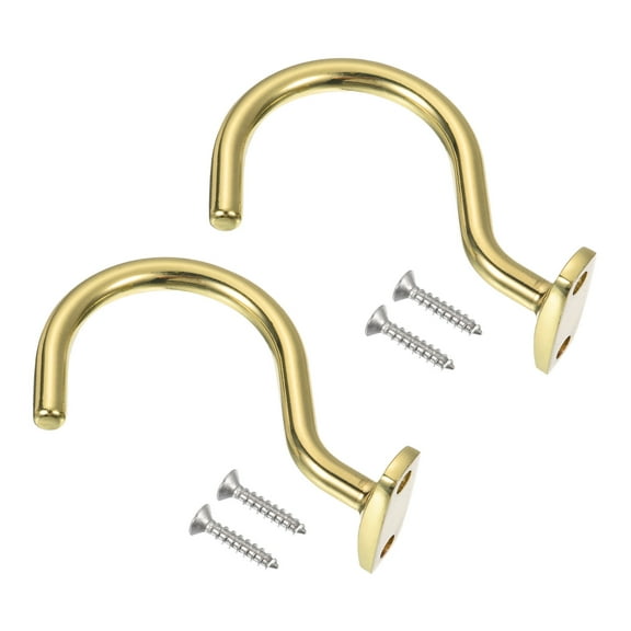 Uxcell Bridge Stick and Ball Rack Hooks Snooker Table Pool Cue Racks Hook, Gold Tone 2 Pack