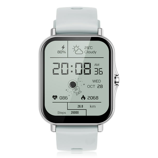 SmartWatch cuadrado 5.0 Bluetooth compatible con Bluetooth IP67 impermeable a prueba de agua Cuenta cardíaca de ritmo cardíaco Oxígeno Sueño Seguimiento Fitness Smart Watch Plata Grey Inevent EL005755-04B