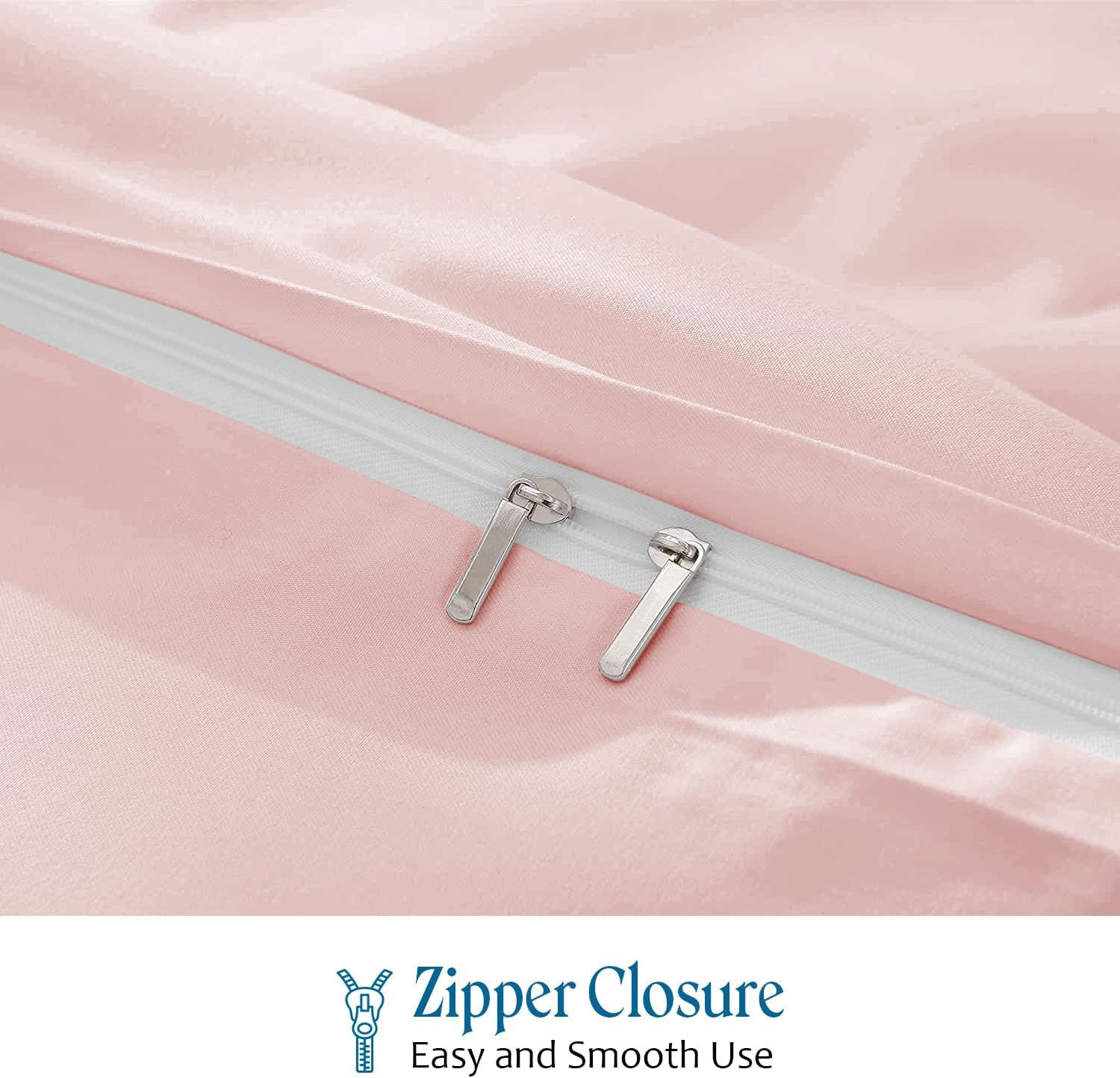 VEGAS HOTEL COLLECTION Classic Egyptian Cotton 1-Piece Duvet Cover { Zippered Closure } 1000 Thread Count- Fabulous Solid Looking Color Blush Pink - Queen Size