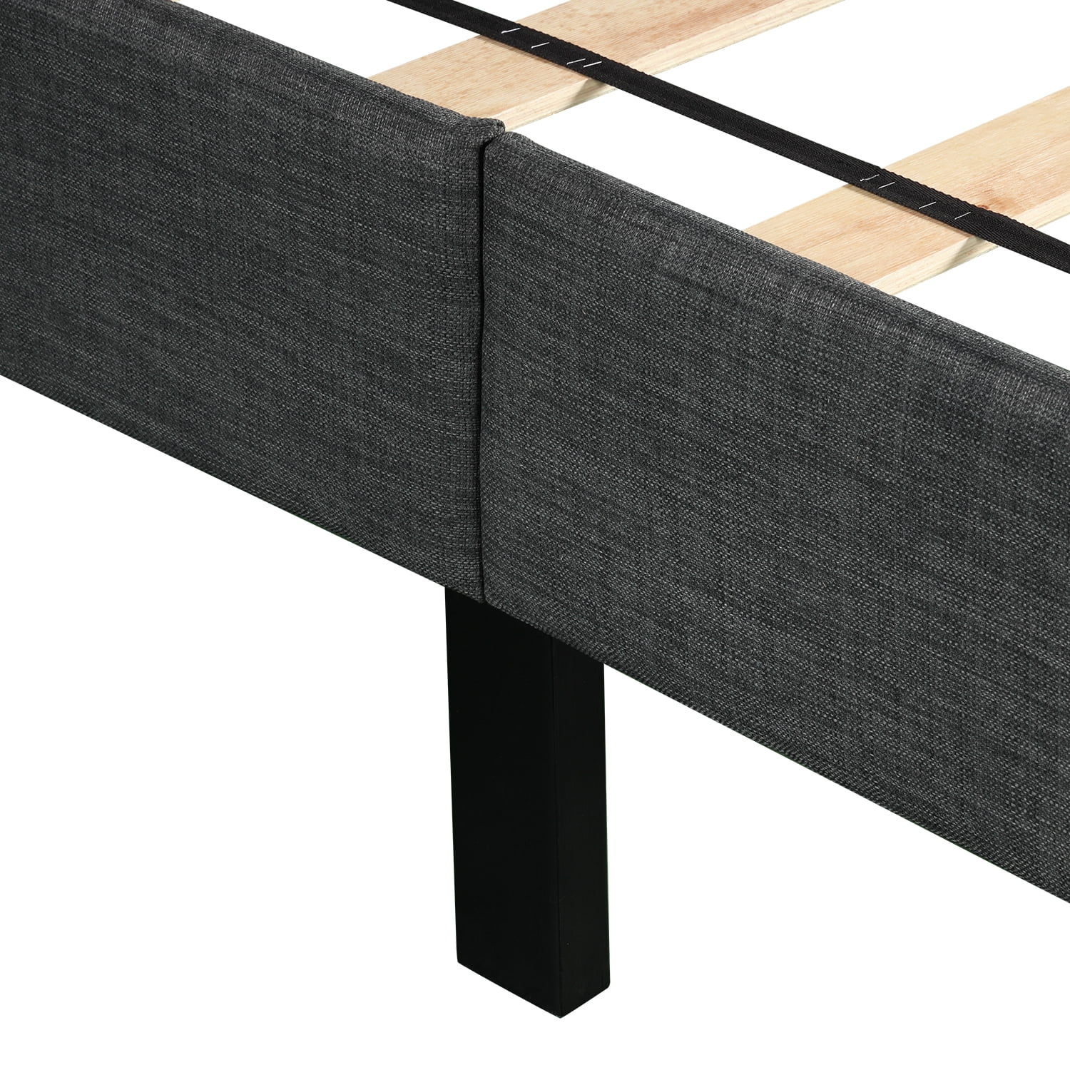 Button Tufted Platform Bed, Twin Size Bed Frame with Headboard, Gray