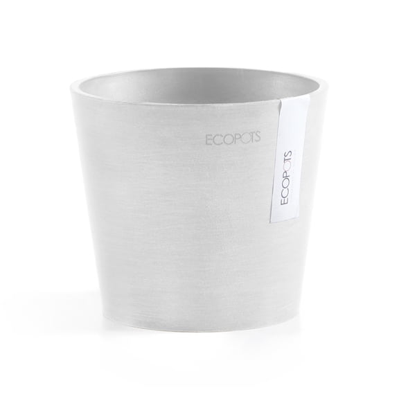 Ecopots Amsterdam Mini Durable Modern Round Recycled Based Composite Flower Pot Planter, Pure White, 5"