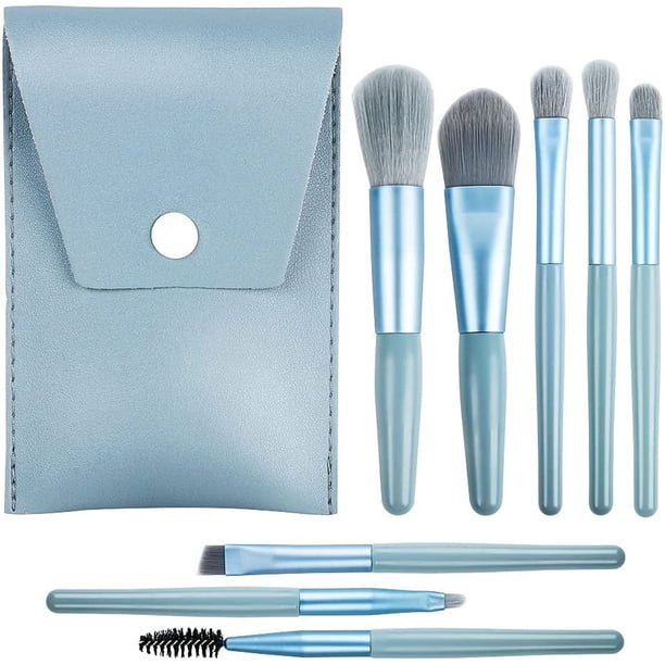 Brochas de maquillaje, 8 piezas Mini juego de brochas de maquillaje Brocha sintética premium para base Correctores en polvo Brocha Pestañas Sombra de ojos Brocha para cejas Brocha para labios