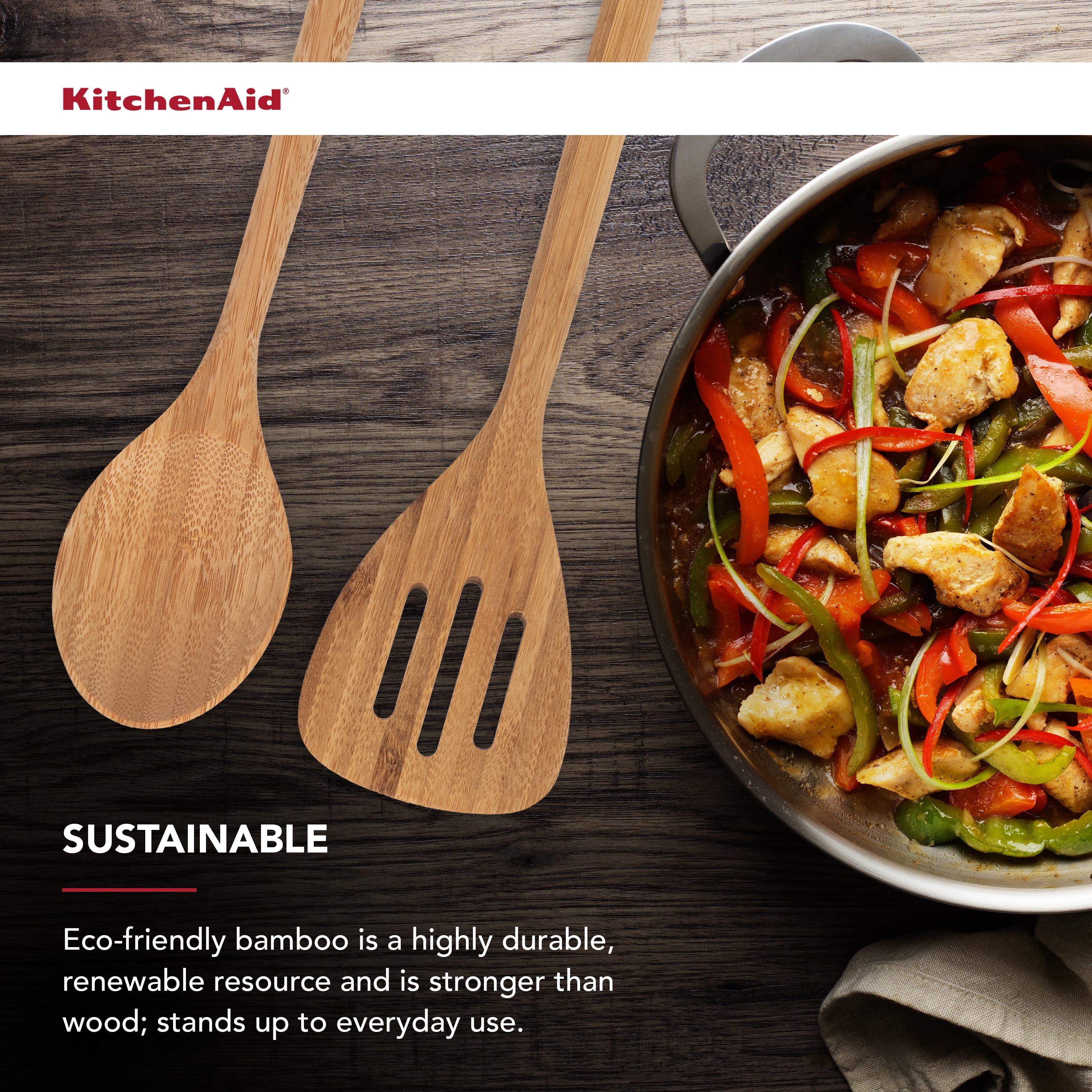 Kitchenaid Bamboo 2-piece Turner and Spoon Set