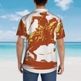 thumbnail image 4 of Xecao Vintage Cowboy On A Bronco Horse Print Hawaiian shirt - A Stylish Short-Sleeve Button-Down for Men, Perfect for Casual Beach and Tropical Outings.,Small, 4 of 7