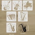 thumbnail image 2 of 6 plantillas de instrumentos musicales de 30 x 30 cm (11,8 x 11,8 pulgadas): guitarra, violín, piano, acordeón, arpa y saxofón. Plantilla grande reutilizable para manualidades y pintura., 2 of 5