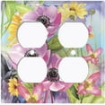 thumbnail image 3 of Metal Light Switch Plate Cover Vintage Purple Floral Butterfly Sky Art FLW110, 3 of 13