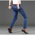 thumbnail image 6 of Baggy Jeans for Men Straight Leg Casual Elastic Waist Denim Pants Comfy Lightweight Workwear Classic Jeans Trousers Navy 28, 6 of 8