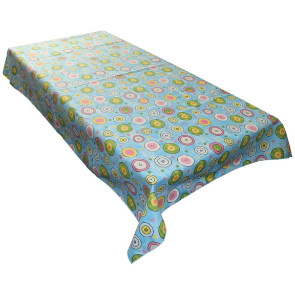 Cotton Tablecloth Circles Print Blue