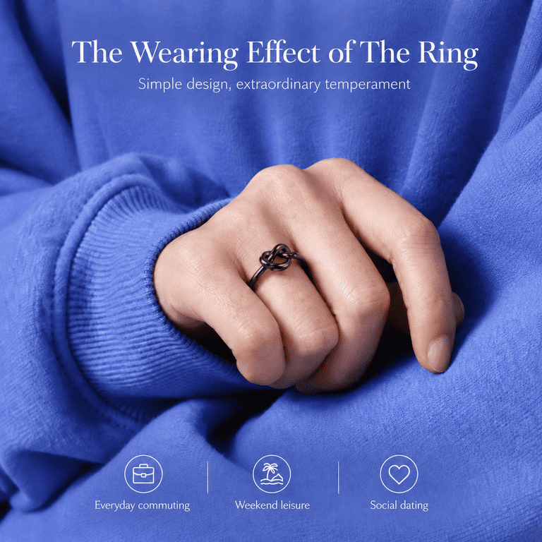 BQJ Unisex Heart Knot Ring in Stainless Steel with Open Loop Center and ...