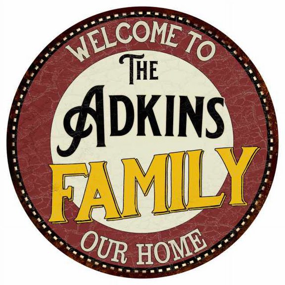 The Adkins Family 12" Round Metal Sign Kitchen Game Room Décor 200120038409