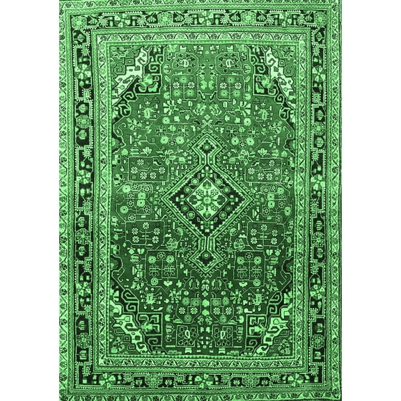 Ahgly Company Indoor Rectangle Persian Emerald Green Traditional Area Rugs, 5' x 7'