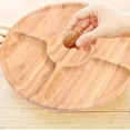 thumbnail image 6 of Wooden Divided Serving Trays Bamboo Fruit Tray with 5 Compartments Round Serving Tray for Party Dishes Snacks Dried Fruits, 6 of 9