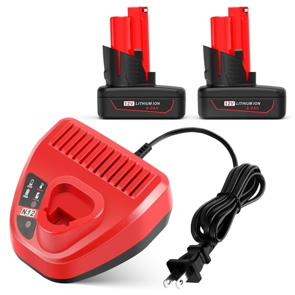 Cargador de Batería WECACHWE 12V 6.0Ah Paquete de 2 con Cargador Rápido