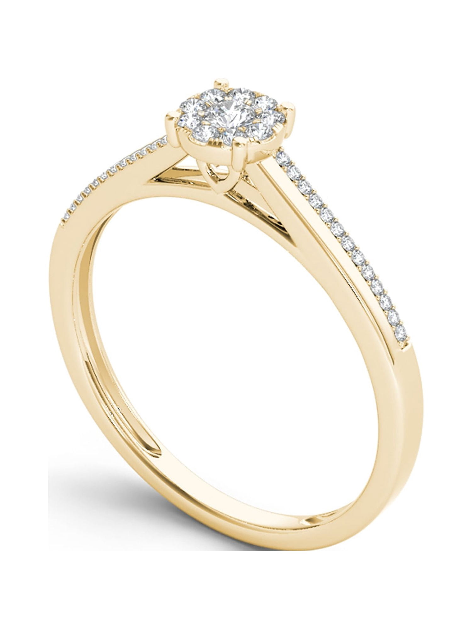 1/6 Carat T.W. Diamond 10kt Yellow Gold Cluster Engagement Ring