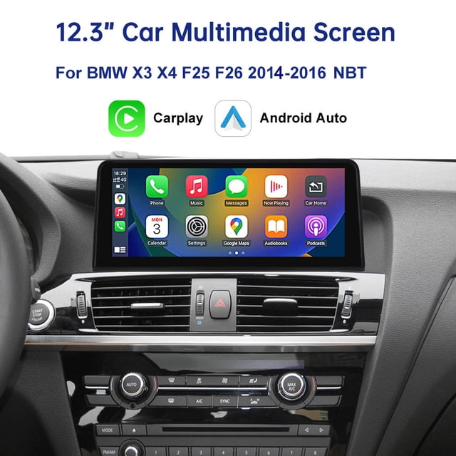 Road Top 12.3 Inch Touch Screen Wireless CarPlay for BMW X3 X4 F25 F26 2011-2014 with CIC System Car Stereo Multimedia Radio Receiver, Support Wireless Android Auto, Mirrorlink