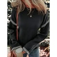 thumbnail image 6 of Sweaters for Women Solid Crewneck Loose Fit Long Sleeve Contrast Cable Knit Pullover Sweater Jumper Tops Black M, 6 of 9