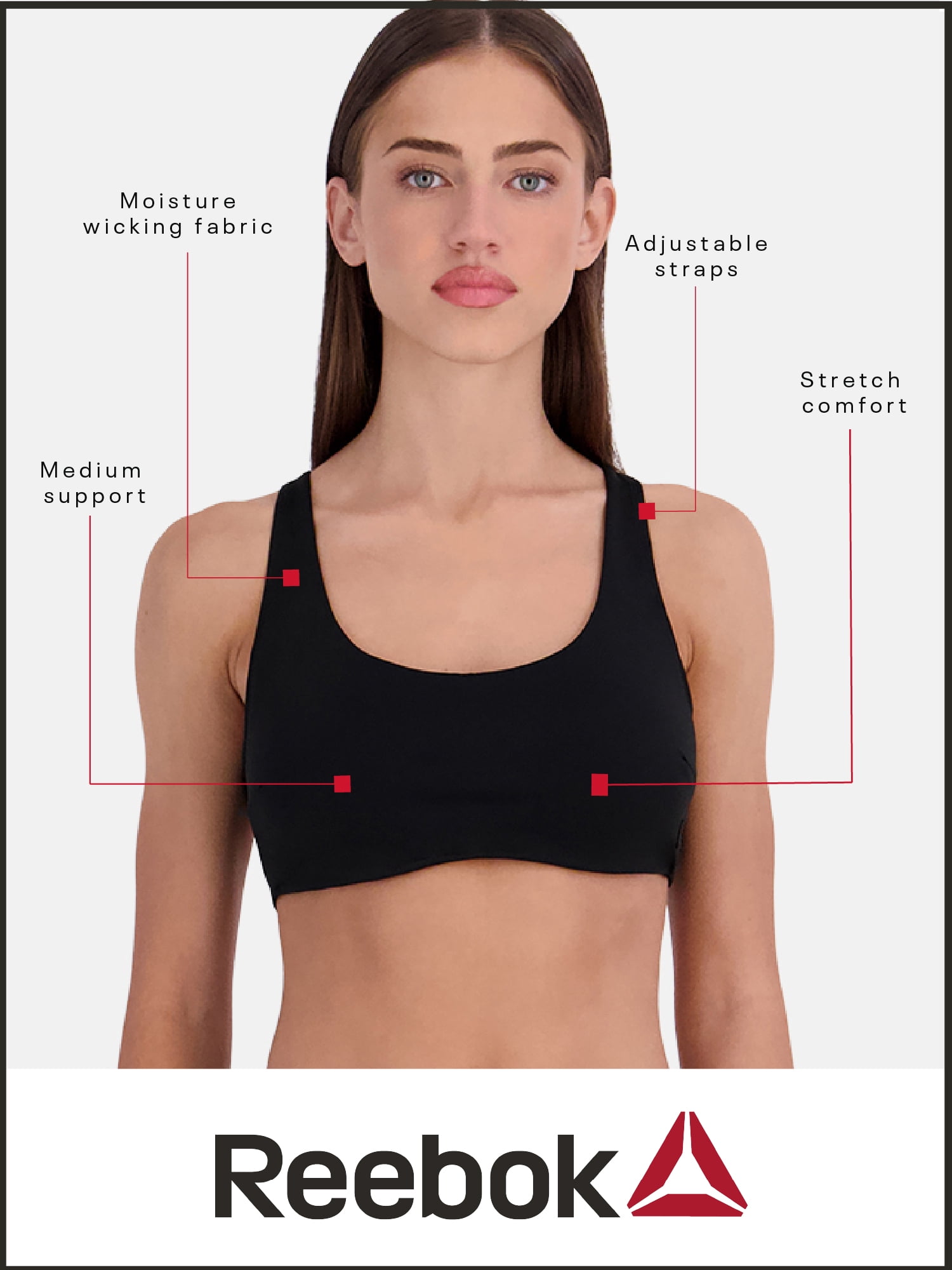 Reebok Women’s Pro-Series Medium Impact Sports Bra, Sizes S - XXXL