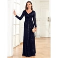 thumbnail image 3 of Vestido De Noche Con Cuello En V De Lentejuelas, Elegante Vestido Largo De Manga Larga Para Invitados De Cintura Alta, Vestido De Cóctel De Longitud De Piso, Ropa De Mujer, 3 of 4