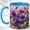 Blue, variant on Purple Pansy Coffee Mug, Stained Glass Flower Mug, Ceramic 11 oz