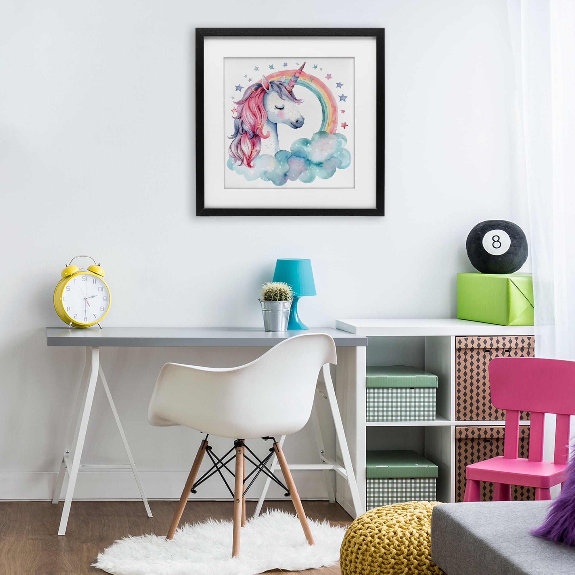 Stupell Industries Starry Rainbow Unicorn Black Framed Print Under Glass, design by Creative Studio