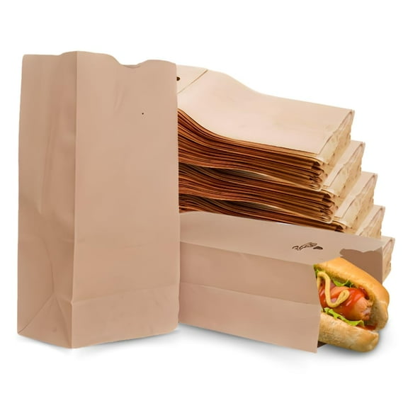 Duro 4# Kraft Paper Lunch Bags 2000 Count - Bulk Disposable Paper Sacks, Dubl Life SOS Brown Bag for Candy, Snacks & Treats - 5.00 x 3.12 x 9.75 Inches