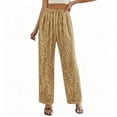 thumbnail image 4 of ClodeEU Women's Drawstring High Waist Glitter Sequin Wide Leg Pants,Casual Loose Trousers ,Women's Plus S, 4 of 6
