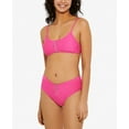 thumbnail image 2 of HULA HONEY Women's Pink Stretch V-Front Waistline Lined Zippered Full Coverage High Waisted Swimsuit Bottom S, 2 of 2