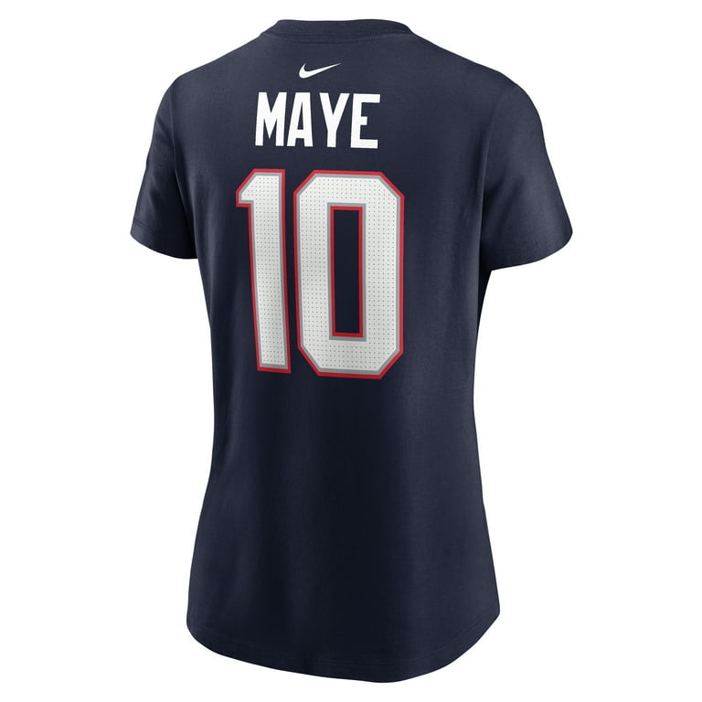 Women s Nike Drake Maye Navy New England Patriots Name Number T Shirt