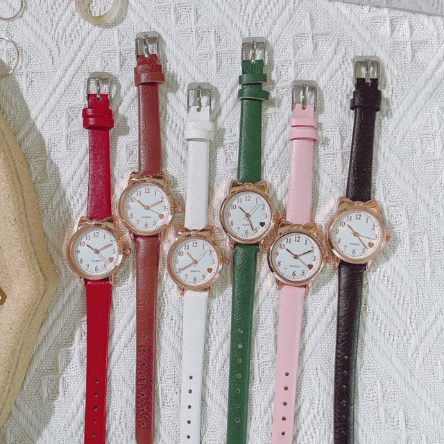 Reloj de cuarzo con correa para niños y mujeres, digital, con bonito lazo y caja dorada, a la moda