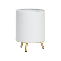 Raya White Mid-Century Modern Indoor Metal Pot Planter with 3-Leg Metal Base - 10.5" H x 8" W
