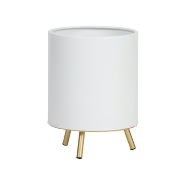 Raya White Mid-Century Modern Indoor Metal Pot Planter with 3-Leg Metal Base - 10.5" H x 8" W