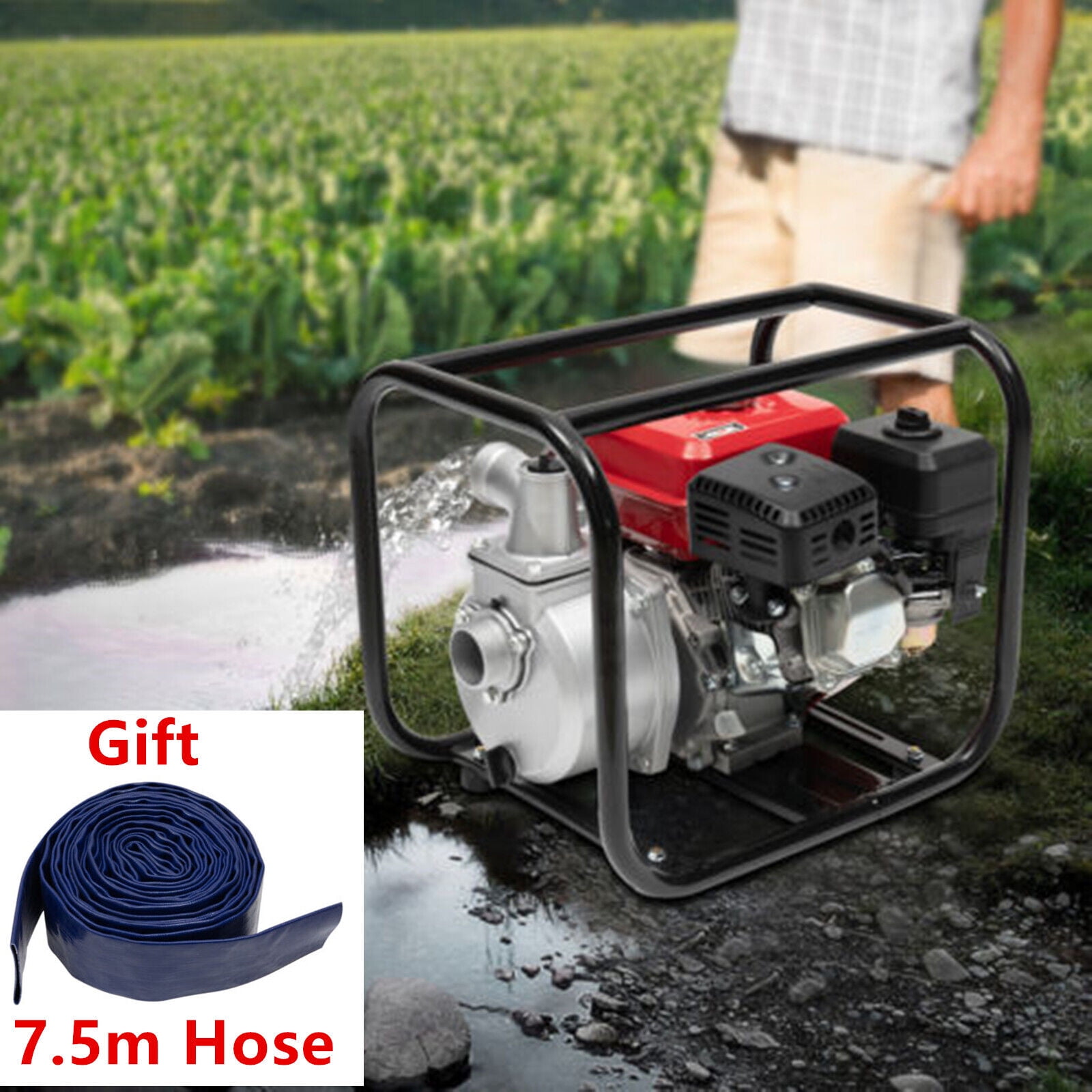 212CC 2" Gas Powered Portable Semi-Trash Water Pump Gasoline Water Pump 7.5 HP 170F-7.5HP
