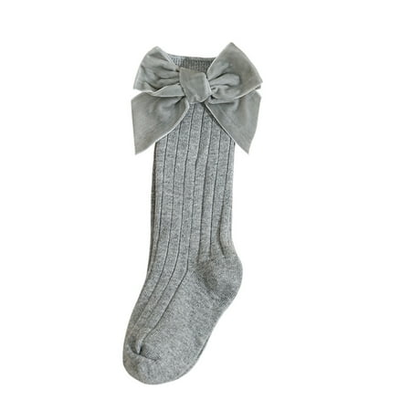 

Toddler Baby Girls Bow Below Knee Socks Cotton Blend Newborn Bowknot Ribbed Princess Stockings